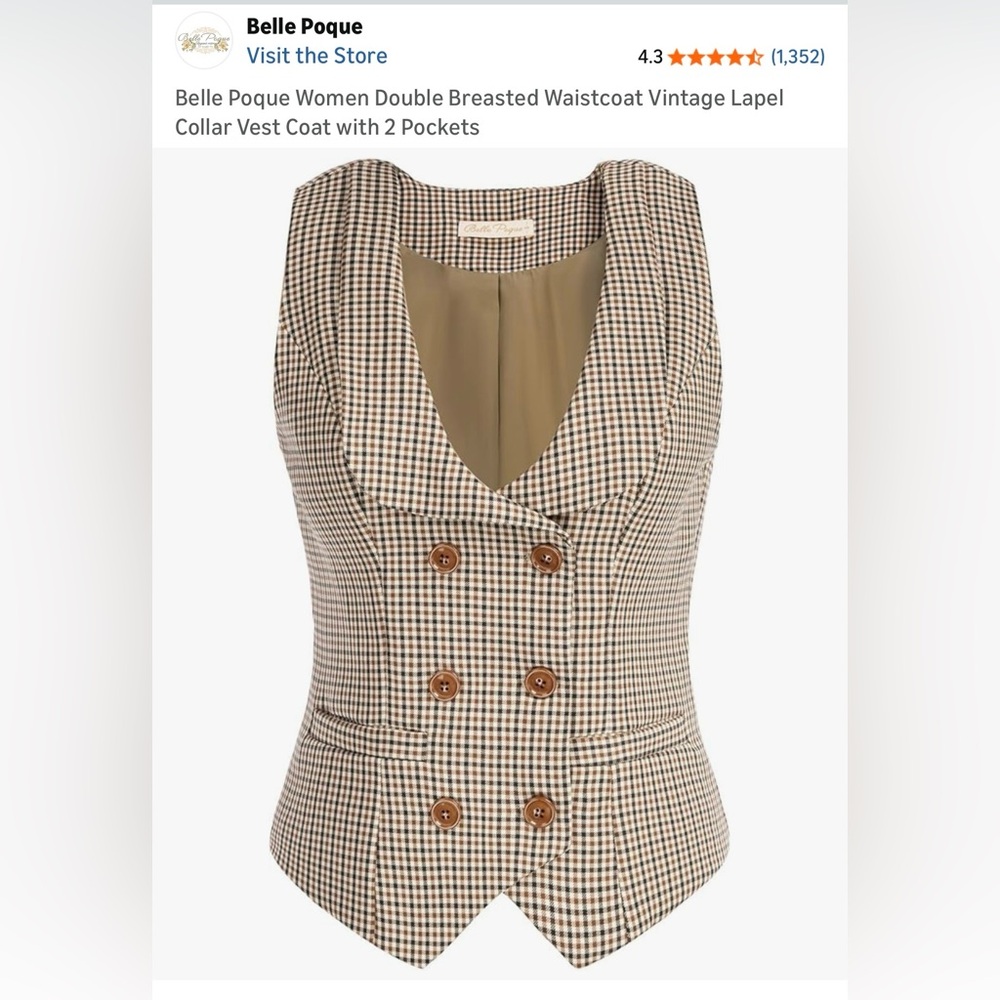 Stylish Brown Checkered Women's Vest